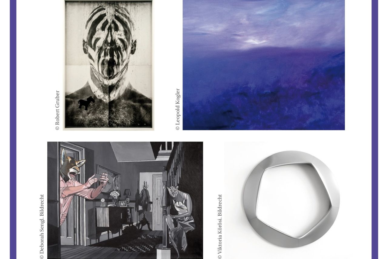 Ausschnitt aus der Einladungskarte zur Ausstellung "Aus der Tiefe" mit Werken der ausstellenden Künstler:innen